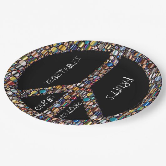 ピースサインの宝石の部分制御紙プレートblk ペーパープレート (アングル)