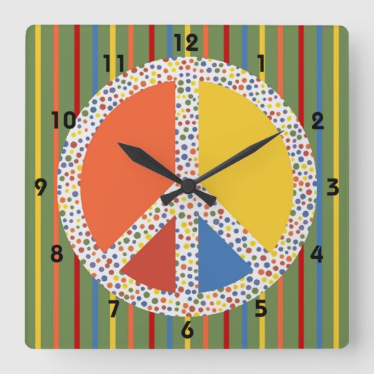 ピースサインの柱時計 スクエア壁時計 (正面)