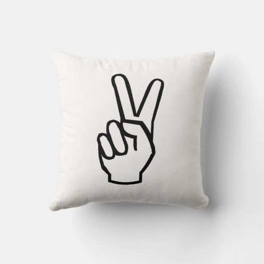 ピースサインの白黒枕 クッション (裏面)