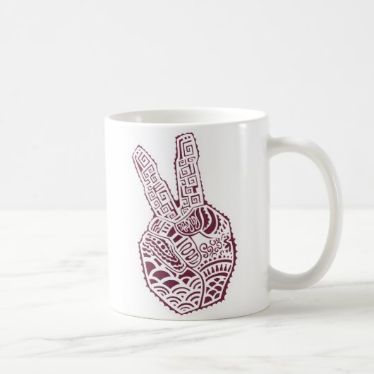 ピースサインのHennaの入れ墨のコーヒー・マグ コーヒーマグカップ (右)