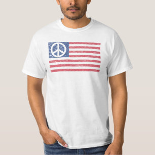 ピースサインのTシャツ-米国旗のピースサイン Tシャツ