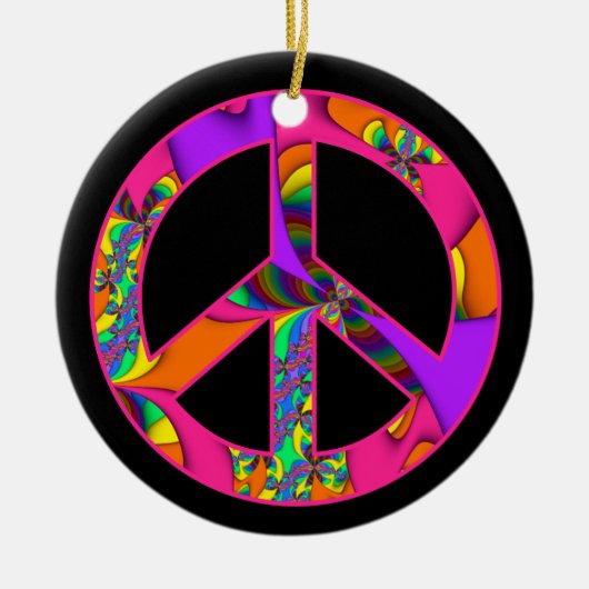 ピースサインは私を明るいオーナメント着色します セラミックオーナメント (正面)