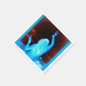 ピースサインを振る青いヒッピー女 スタンダードカクテルナプキン (角)