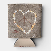 ピースサインインハートオン砂ビーチ 缶クーラー (正面)