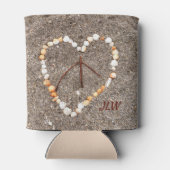 ピースサインインハートオン砂ビーチ 缶クーラー (裏面)