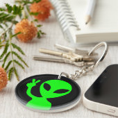 ピースサインエイリアンキーチェーン キーホルダー (正面右)