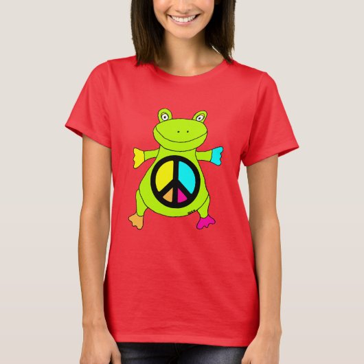 ピースサインカエル Tシャツ (正面)