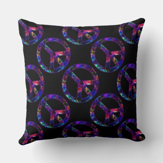 ピースサインカラフルパターン装飾用クッション クッション (裏面)