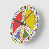 ピースサインクロック ラウンド壁時計 (傾斜)