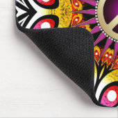 ピースサイングルーヴィーパープルピンクマウスパッド マウスパッド (コーナー)