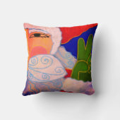 ピースサインサンタクロース抽象芸術アート クッション (裏面)