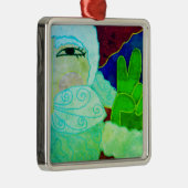 ピースサインサンタクロース抽象芸術アート メタルオーナメント (右)