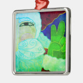 ピースサインサンタクロース抽象芸術アート メタルオーナメント (左)