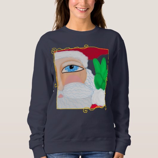 ピースサインサンタ抽象芸術アートへ衣服 スウェットシャツ (正面)