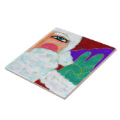 ピースサインサンタ抽象芸術アート タイル (側面)