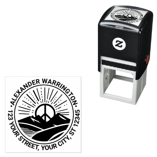 ピースサインサンライズ山の名前アドレス セルフインキングスタンプ (インサイチュ)