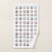 ピースサインシンボル虹色浴室セット バスタオルセット (ハンドタオル)