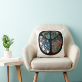 ピースサインツリーフクロウカラフルデザイン クッション (椅子)