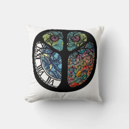 ピースサインツリーフクロウカラフルデザイン クッション
