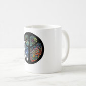 ピースサインツリーフクロウカラフルデザイン コーヒーマグカップ (正面右)