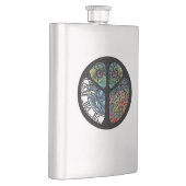 ピースサインツリーフクロウカラフルデザイン フラスク (右)