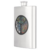 ピースサインツリーフクロウカラフルデザイン フラスク (左)