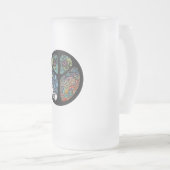 ピースサインツリーフクロウカラフルデザイン フロストグラスビールジョッキ (正面右)