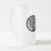 ピースサインツリーフクロウカラフルデザイン フロストグラスビールジョッキ (正面左)