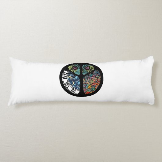 ピースサインツリーフクロウカラフルデザイン ボディピロー (正面)