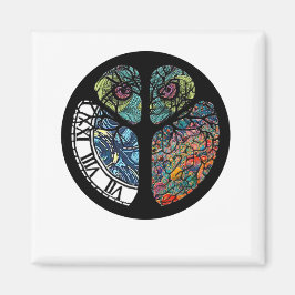 ピースサインツリーフクロウカラフルデザイン マグネット