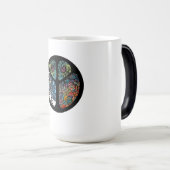 ピースサインツリーフクロウカラフルデザイン モーフィングマグカップ (正面右)