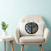 ピースサインツリーフクロウカラフルデザイン ランバークッション (椅子)