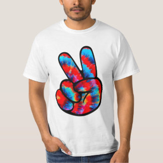 ピースサインハンドレッドブルー絞り染め Tシャツ