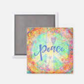 ピースサインパステルカラフルフローラインスピレーション マグネット (正面/裏面)