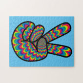 ピースサインヒッピーサイケデリックカラージグソーパズル ジグソーパズル (横)