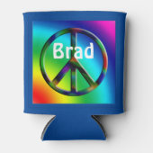 ピースサインヒッピーパーソナライズされた 缶クーラー (正面)