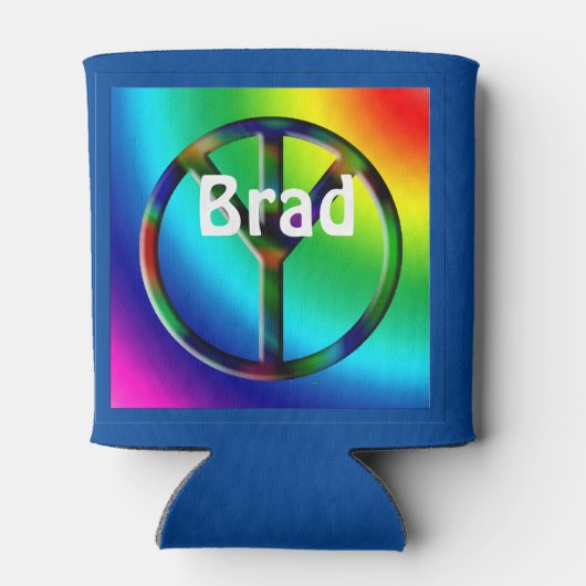 ピースサインヒッピーパーソナライズされた 缶クーラー (裏面)