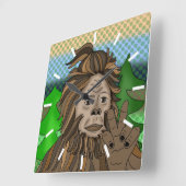 ピースサインビグフットサスカッチ スクエア壁時計 (傾斜)