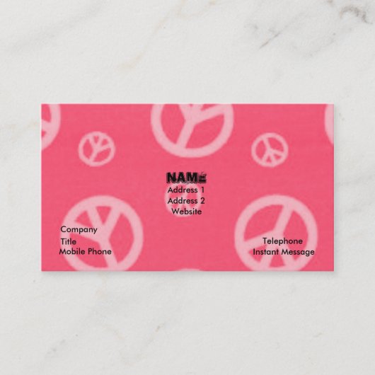 ピースサインビジネス及びテレホンカード 名刺 (正面)