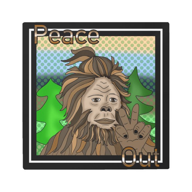 ピースサインビッグフットサスカッチピースアウト メタルプリント (正面)