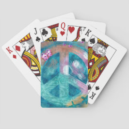 ピースサインビーチ抽象芸術ティール（緑がかった色）ピンクヒッパイボホ トランプ