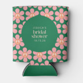 ピースサインフラワーグリーンピンクカスタムブライダルシャワー 缶クーラー (正面)