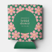 ピースサインフラワーグリーンピンクカスタムブライダルシャワー 缶クーラー (裏面)