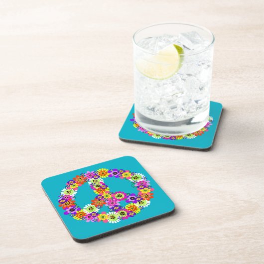 ピースサインフローラオンターコイズ コースター (右側)