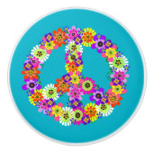 ピースサインフローラオンターコイズ セラミックノブ (正面)