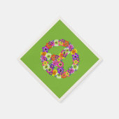 ピースサインフローラオンライムグリーン スタンダードカクテルナプキン (角)