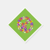 ピースサインフローラオンライムグリーン スタンダードカクテルナプキン (角)