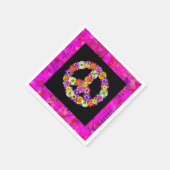 ピースサインフローラオン黒花びら スタンダードカクテルナプキン (角)