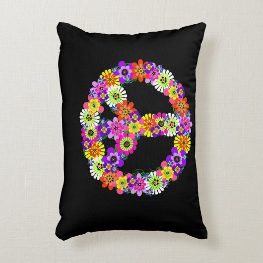 ピースサインフローラオン黒 アクセントクッション (正面(垂直))
