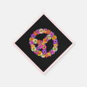 ピースサインフローラオン黒 スタンダードカクテルナプキン (角)